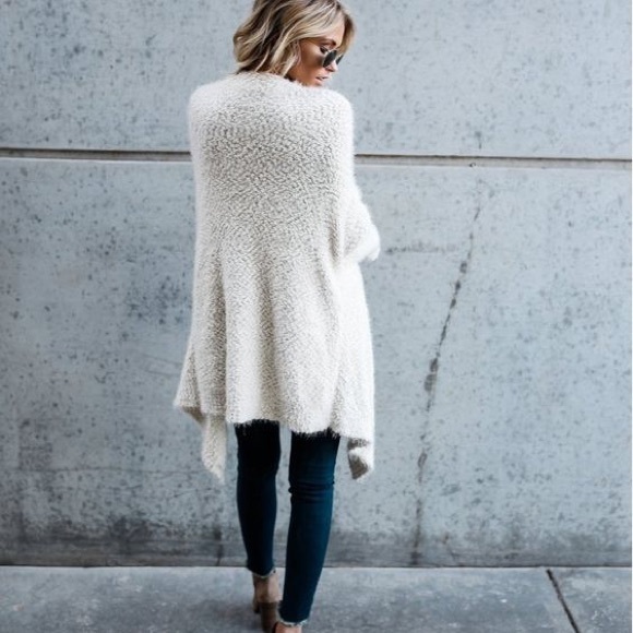 Soft Teddy Fuzzy Cardigan Open Front Slouchy - Picture 4 of 16